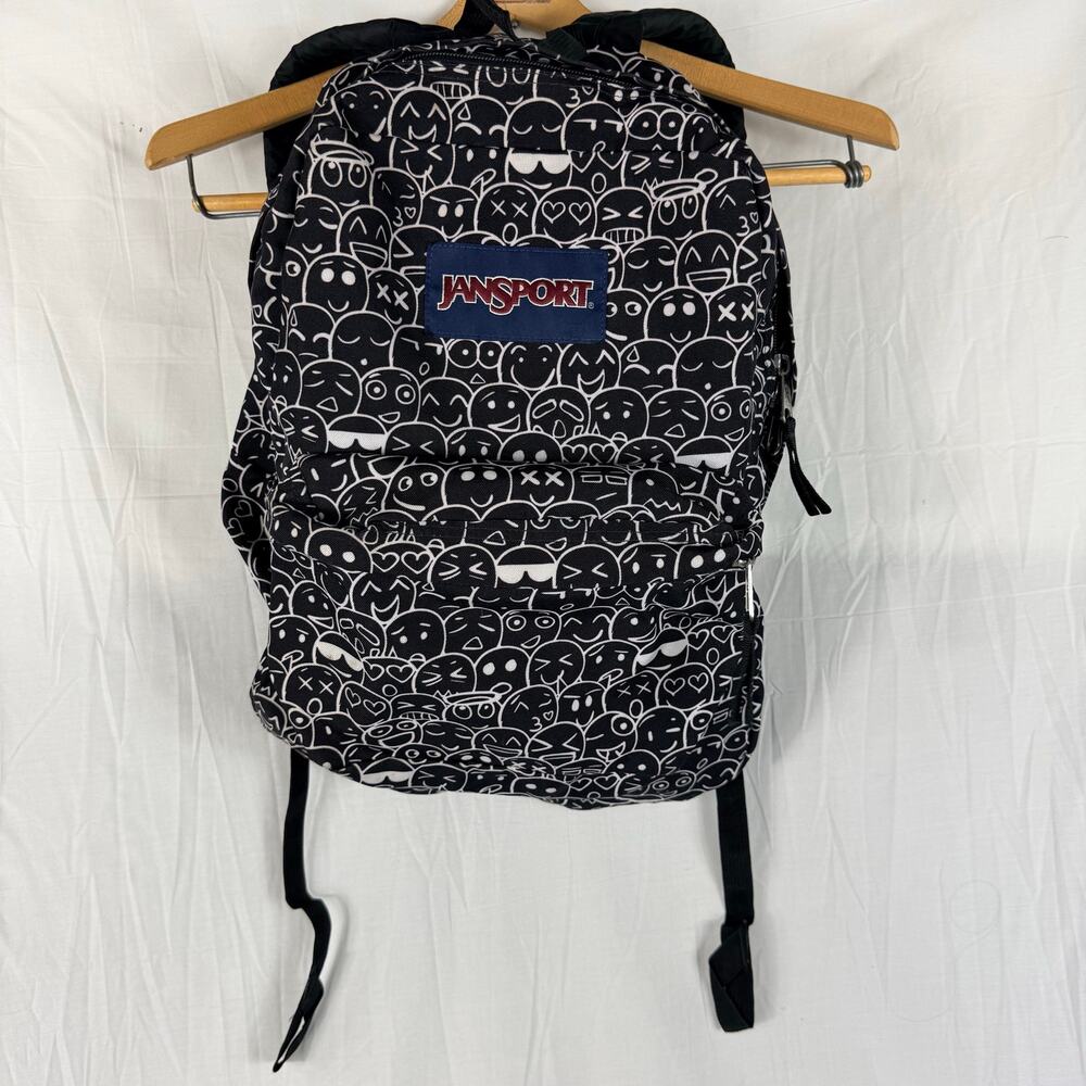 JanSport T50149 Emoji Crowd SuperBreak Black White School Kids Backpack